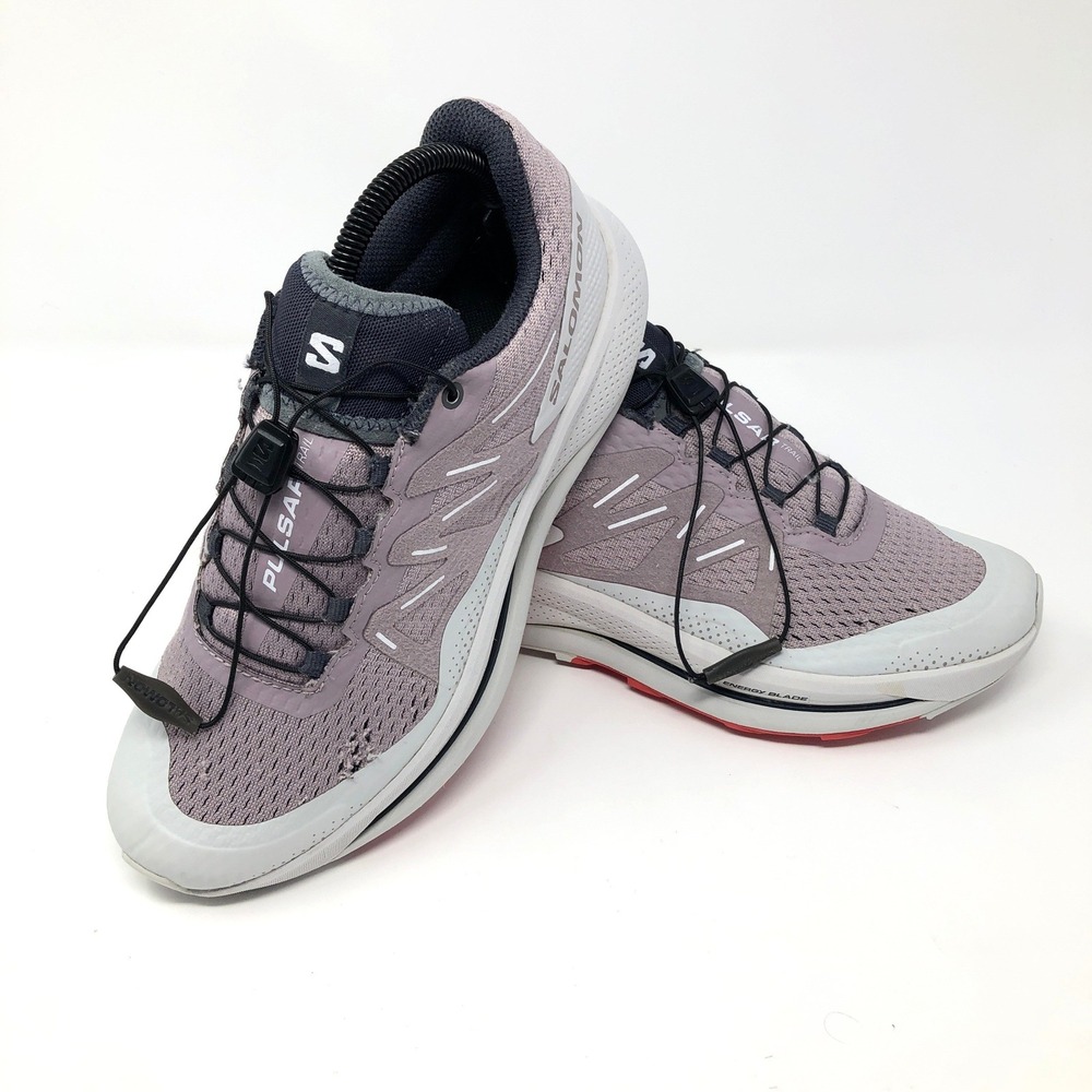 Salomon Women's Pulsar Trail Running Shoes size 8 Bungee Lace Up Quail/Lunar